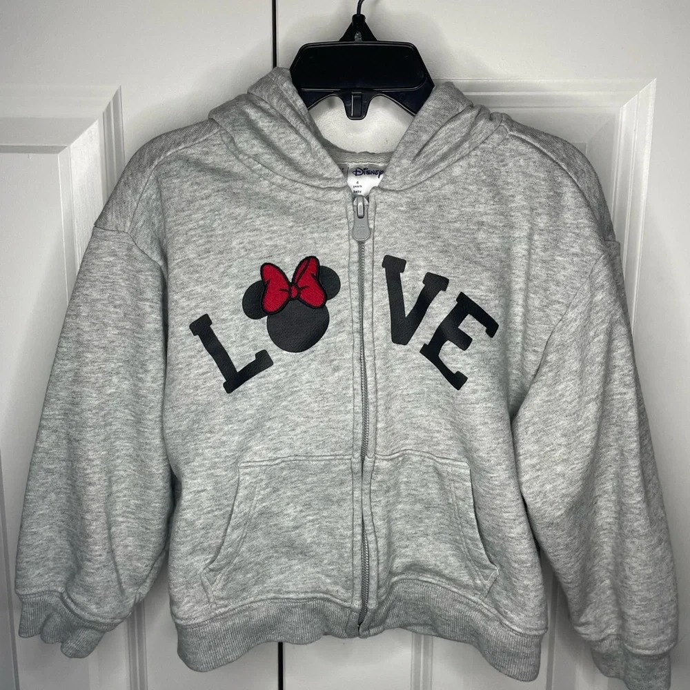 Baby Gap/Disney Collab Gray Minnie Mouse Girls Hoodie-Size 4T/4